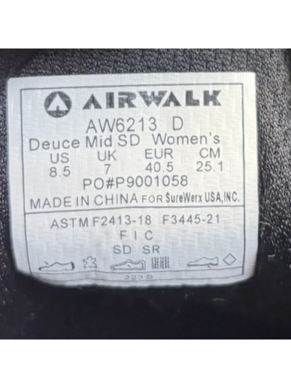 Airwalk Deuce Mid SD Women Size 8.5D Brown Black Composite Toe Safety Work Boots